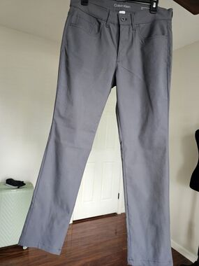 Calvin Klein Slate Gray Straight-Leg Pants